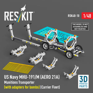 RESKIT RSK48-0010 US NAVY MHU-191/M (AERO 21A) Munitions Transporter (with adapters for bombs) (Carrier Fleet) (3D Printed model kit) 1/48 – Bild 2