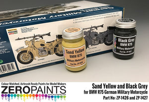 Peinture Zero Paints ZP-1427BLACK BMW R75 Moto Militaire Allemande Noir Gris 60ml – image 2