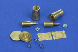 RB Model 35A09 Railroad flat buffer turned and photo etch brass kit set contains two buffers 1/35 – image 3