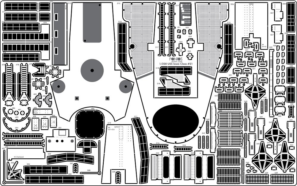 Pontos 23004F1 USS BB-61 Iowa 1944 Ensemble de détails (Pont en bois teinté teck) (1/200) – image 18