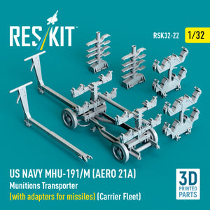 RESKIT RSK32-0022 US NAVY MHU-191/M (AERO 21A) Munitions Transporter (with adapters for bombs) (Carrier Fleet) (3D Printed model kit) 1/32 – Bild 3