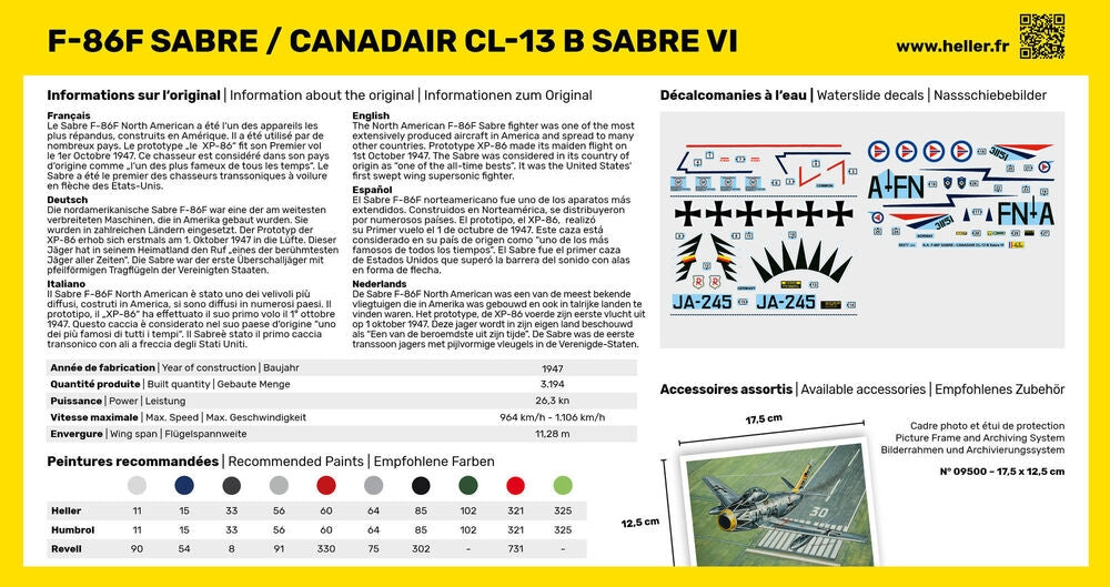 Heller 56277 F-86F SABRE / CANADAIR CL-13 B SABRE VI - Kit de démarrage 1/72 – image 4