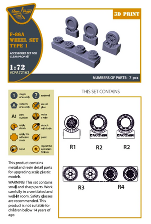 Clear Prop! CPA72163 F-86A wheel set type 1 for CP kits 1/72 – Bild 2