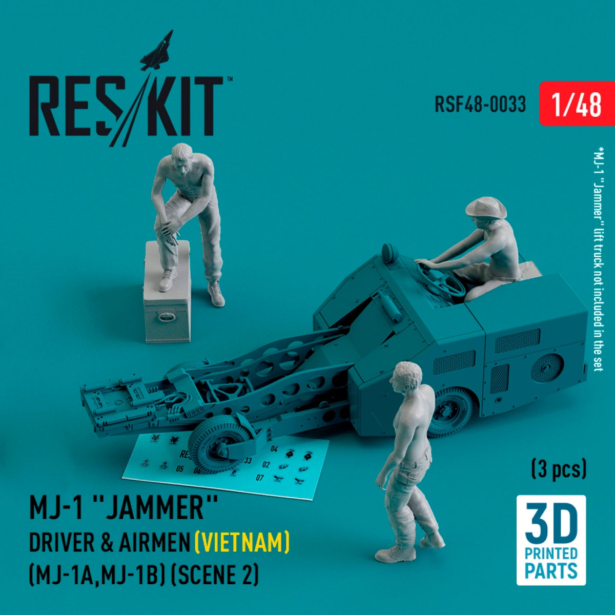 RESKIT RSF48-0033 MJ-1 Jammer Driver airmens (Vietnam) (MJ-1A,MJ-1B) (scene 2) (3 pcs) (3D Printed) 1/48 – immagine 2