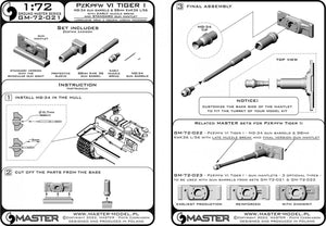 Master GM-72-021 PzKpfw VI Tiger I - MG-34 gun barrels &amp;amp; 88mm KwK36 L/56 with early muzzle break and standard gun mantlet 1/72 – Bild 15