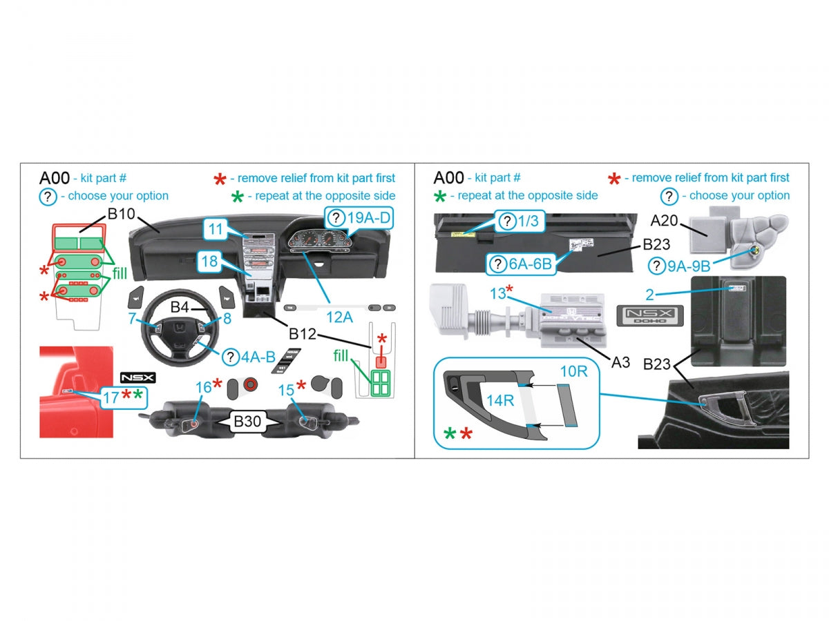 Quinta Studio QD24008 Honda NSX NA1 Japanese version 3D-Printed &amp;amp; coloured Interior on decal paper (Tamiya) 1/24 – Bild 2
