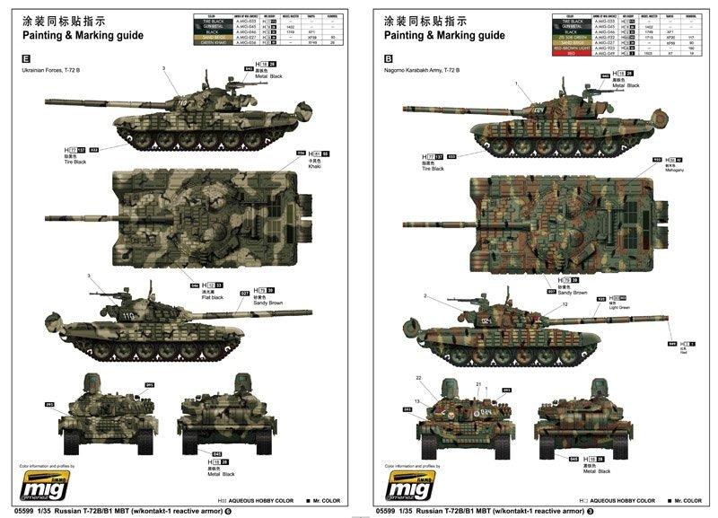 Trumpeter 05599 Russian T-72B/B1 MBT (w/kontakt-1 reactive armor) 1/35 – Bild 2