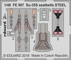 Ceintures de sécurité Eduard FE907 Su-35S en acier, Great Wall Hobby, échelle 1/48