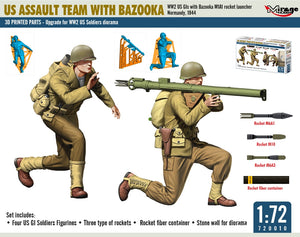 Mirage Hobby 720010 US ASSAULT TEAM WITH BAZOOKA, WW2 US GIs with Bazooka M1A1 Rocket Launcher Normandy, 1944 1/72 – Bild 3