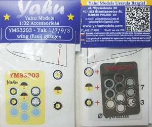 Yahu Models YMS3203 Yak 1 / 7 / 9 / 3 wing (fuel) gauges 1/32