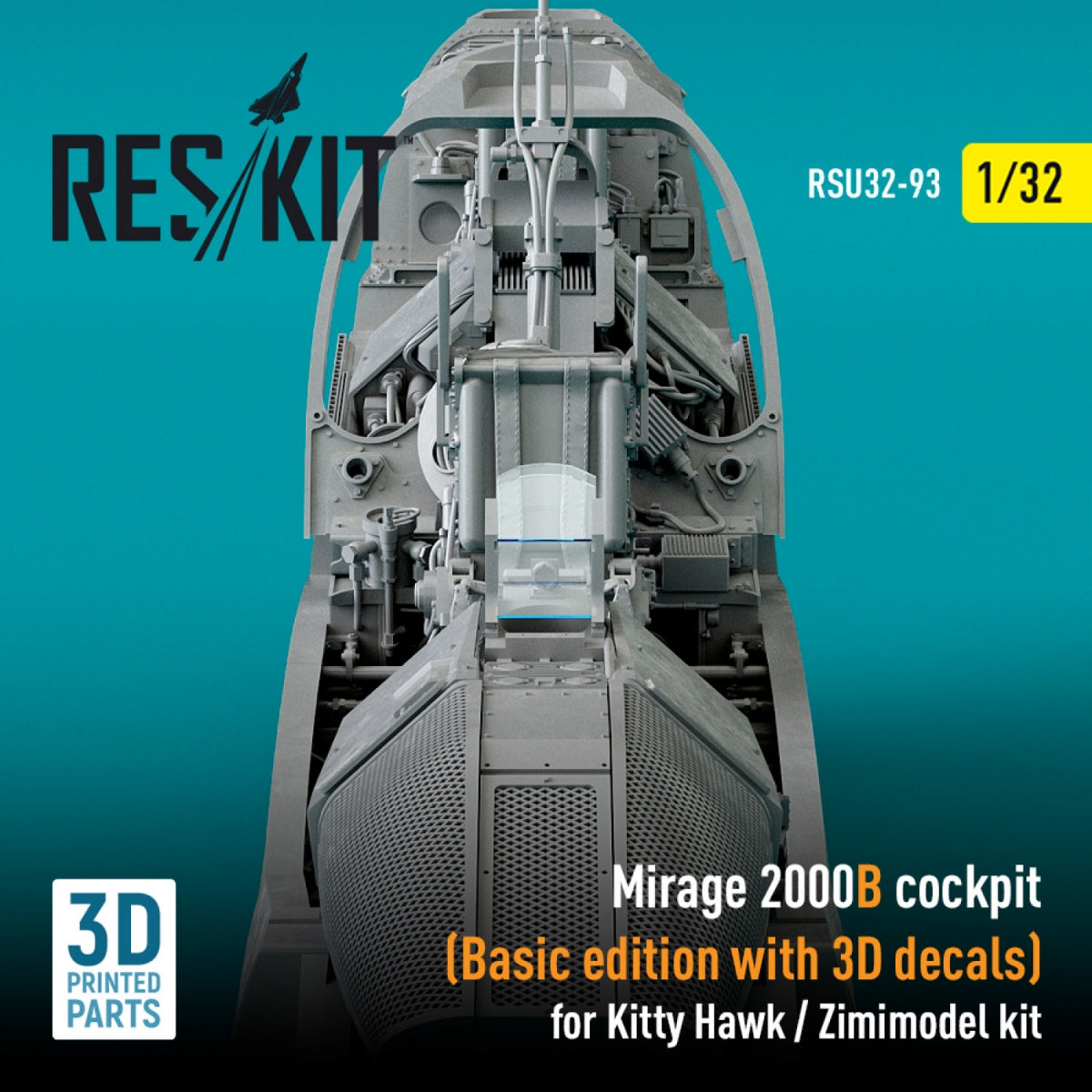 RESKIT RSU32-0093 MIRAGE 2000B COCKPIT (BASIC EDITION WITH 3D DECALS) FOR KITTY HAWK / ZIMIMODEL KIT (3D PRINTED) 1/32 – Bild 3
