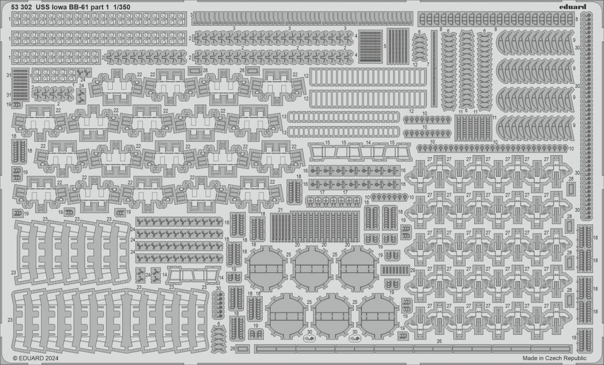 Eduard 53302 USS Iowa BB-61 partie 1 HOBBY BOSS 1/350
