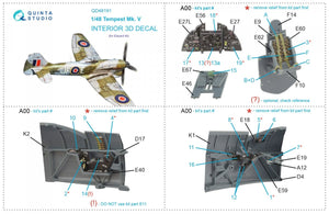 Quinta Studio QD48191 Tempest Mk.V 3D-Printed &amp;amp; coloured Interior on decal paper (Eduard) 1/48 – immagine 12
