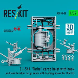 RESKIT RSU35-0038 CH-54A "Tarhe" cargo hoist with hook and load leveller cargo reels with lashing hooks for ICM kit (3D Printed) 1/35