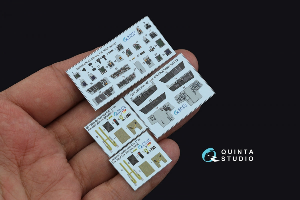 Quinta Studio QD72075 F/A-18F Late, E/A-18G 3D-Printed &amp;amp; coloured Interior on decal paper (Academy) 1/72 – imagen 6