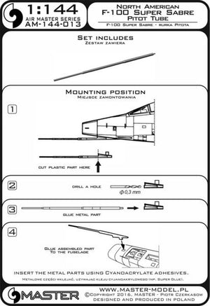 Master AM-144-013 F-100 Super Sabre - Pitot Tube 1/144 – immagine 3