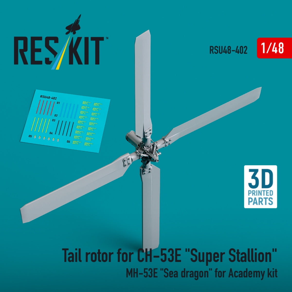 RESKIT RSU48-0402 Tail rotor for CH-53E &amp;quot;Super Stallion&amp;quot;, MH-53E &amp;quot;Sea dragon&amp;quot; for Academy kit (3D printed) 1/48