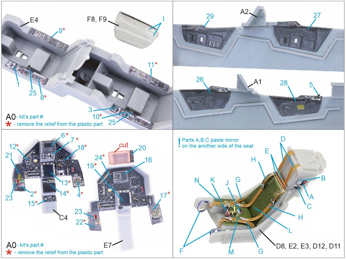 Intérieur imprimé en 3D et coloré sur papier décalcomanie Quinta Studio QD48117 Mirage 2000N (Kinetic) 1/48 – image 12