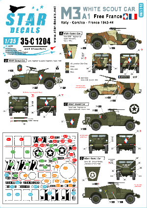 Star Decals 35-C1204 French M3A1 White Scout Car 1/35