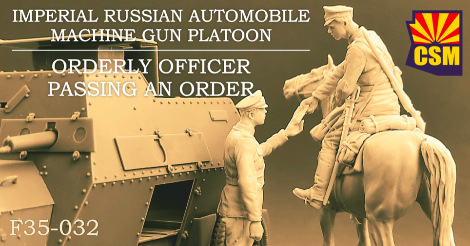Copper State Models F35-032 Automobile russe impériale, peloton de mitrailleuses, officier d&amp;#39;ordonnance transmettant un ordre, échelle 1/35