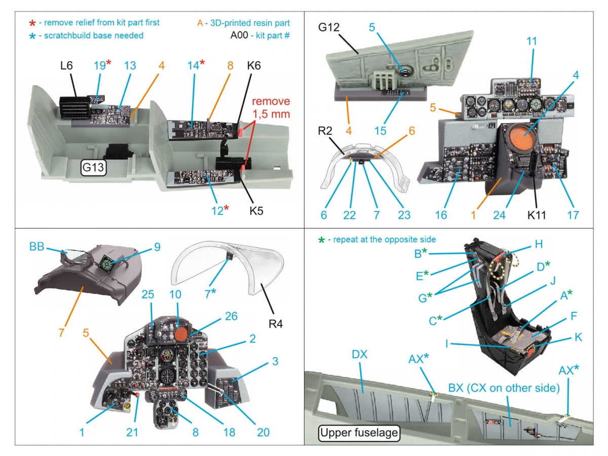 Quinta Studio QD+48490 F-4S Phantom II 3D-Printed &amp;amp; coloured Interior on decal paper (Academy) (with 3D-printed resin parts) 1/48 – Bild 3