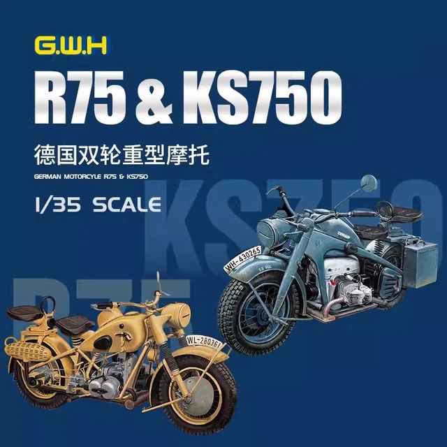 Great Wall Hobby L3527 WWII German Motorcycle R75 &amp;amp; KS750 2 in 2 1/35 – immagine 2