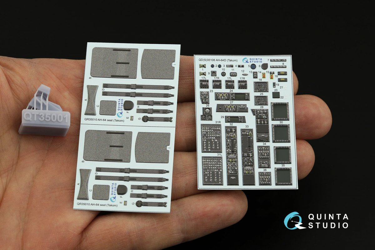 Quinta Studio QD+35106 AH-64D 3D-Printed &amp;amp; coloured Interior on decal paper (Takom) (with 3D-printed resin parts) 1/35 – Bild 4