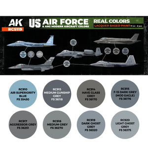 AK Interactive RCS119 US Air Force &amp;amp; ANG Modern Aircraft Colors 8x17ml – immagine 2