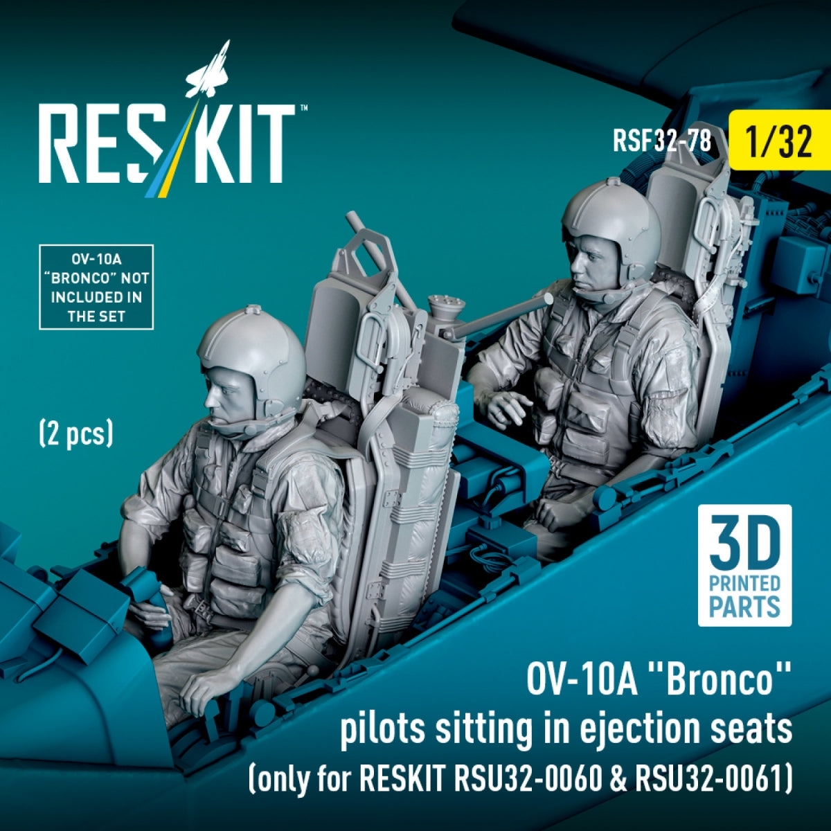RESKIT RSF32-0078 OV-10A &amp;quot;Bronco&amp;quot; pilots sitting in ejection seats (2 pcs) (only for RESKIT RSU32-0060 &amp;amp; RSU32-0061) (3D Printed) 1/32 – immagine 3