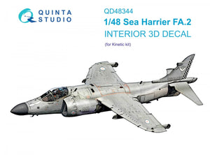 Intérieur imprimé en 3D et coloré sur papier décalcomanie Quinta Studio QD48344 Sea Harrier FA.2 (Kinetic) 1/48