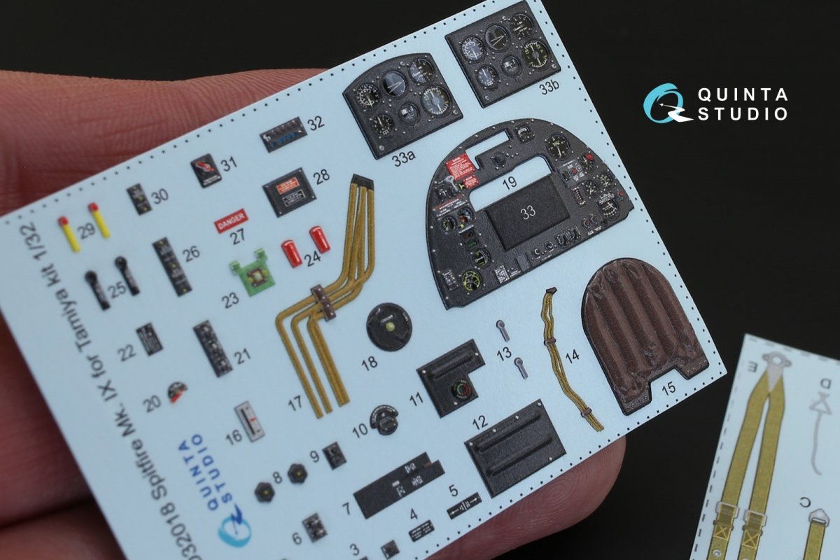 Quinta Studio QD32018 Spitfire Mk.IX 3D-Printed &amp;amp; coloured Interior on decal paper (for Tamiya kit) 1/32 – imagen 5