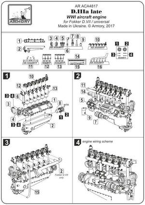Armory Models ACA4817 German WWI Aircraft Engine mod. D.IIIa 1/48 – immagine 8