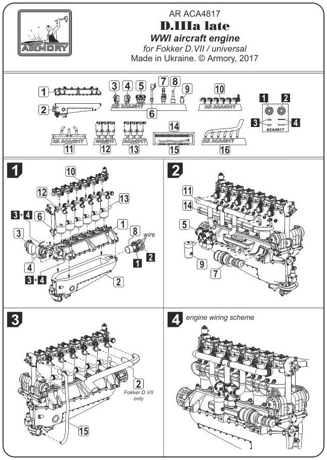 Armory Models ACA4817 German WWI Aircraft Engine mod. D.IIIa 1/48 – immagine 8