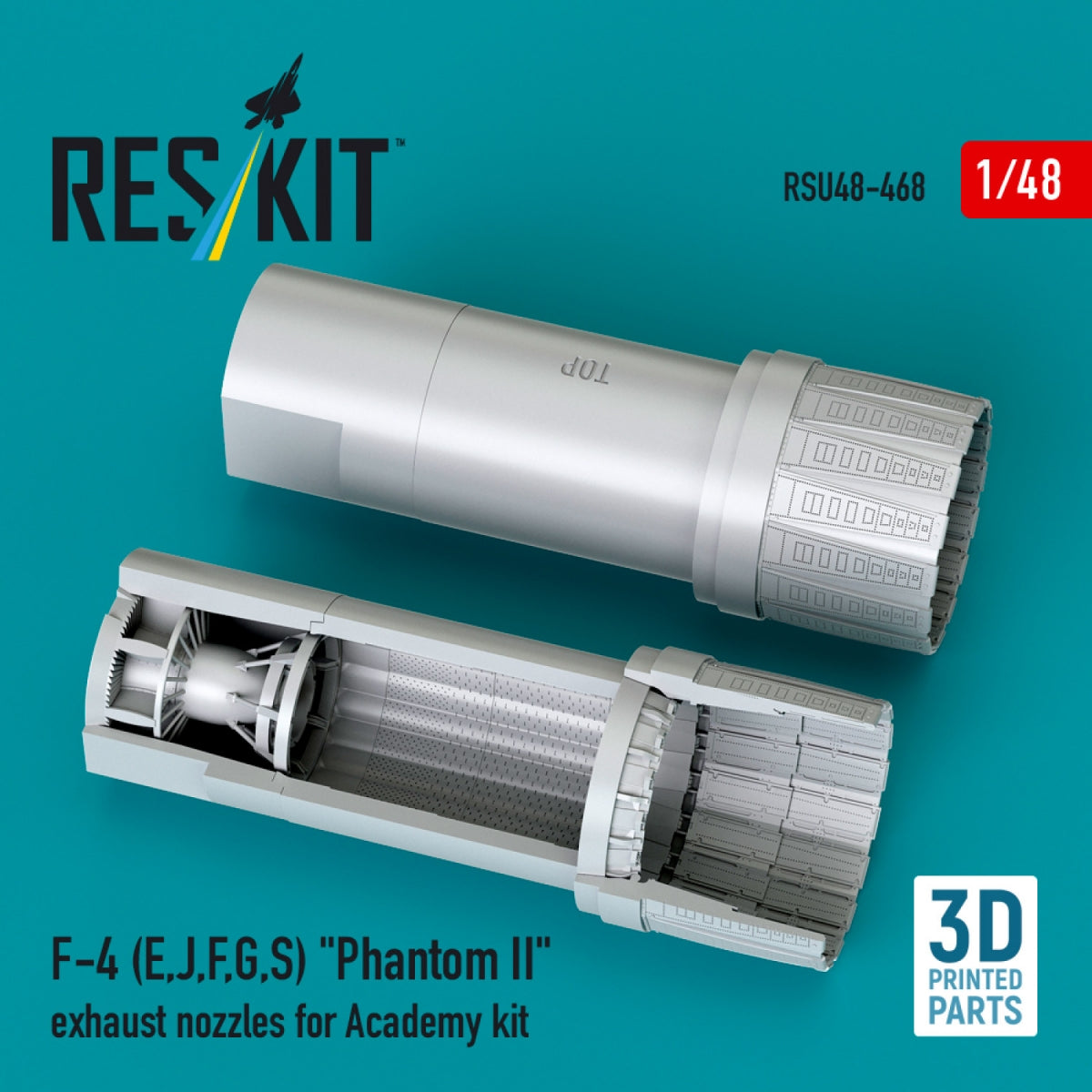 RESKIT RSU48-0468 F-4 (E, J, F, G, S) "Phantom II" exhaust nozzles for Academy kit (3D Printed) 1/48