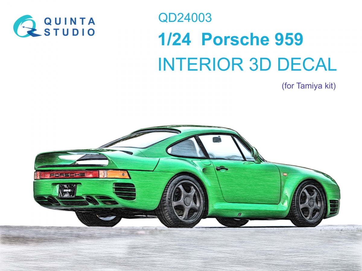 Quinta Studio QD24003 Porsche 959 3D-Printed &amp; colored Interior on decal paper (Tamiya) 1/24