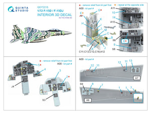 Quinta Studio QD72215 F-15D/F-15DJ Eagle 3D-Printed &amp;amp; coloured Interior on decal paper (Fine Molds) 1/72 – Bild 12