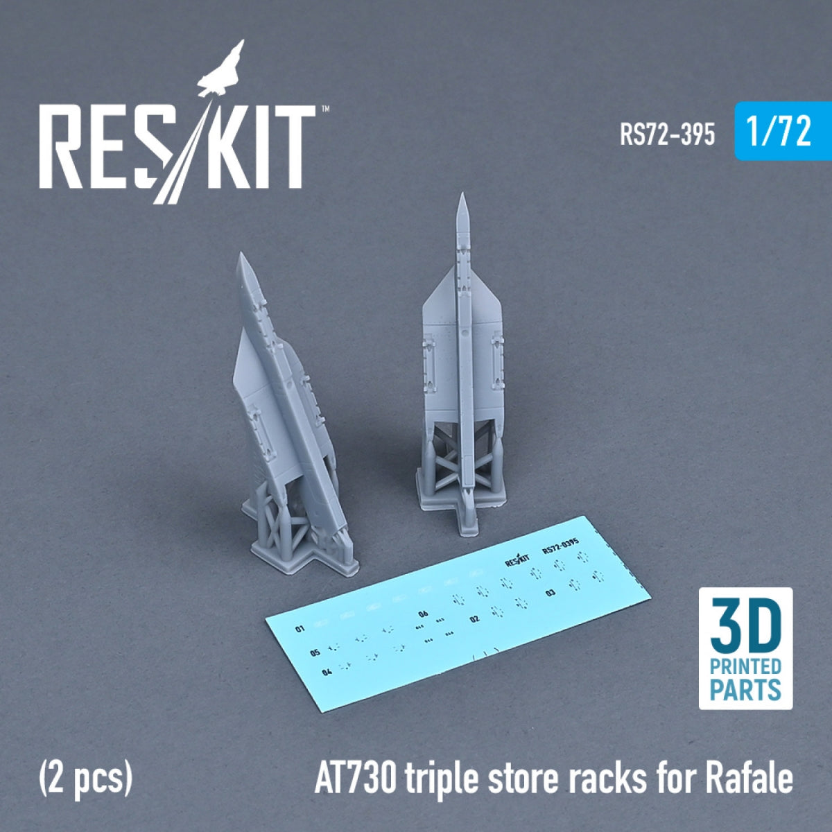 RESKIT RS72-0395 AT730 RANGEMENTS TRIPLES POUR RAFALE (2 PIÈCES) (IMPRIMÉ EN 3D) 1/72  – image 2