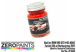 Zero Paints 1646 BMW M6 GT3 42 Zurich 24h Of Nurburgring 2017 Red 30ML – zdjęcie 2