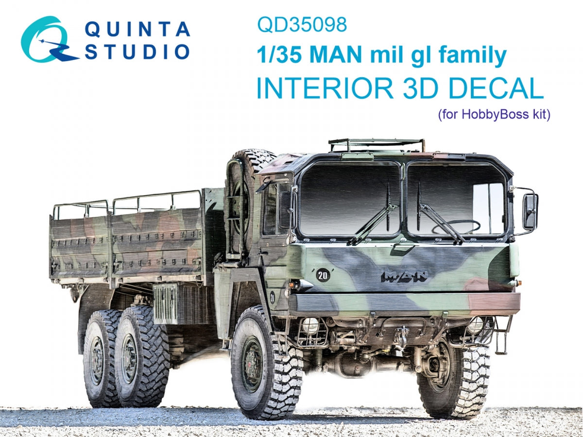 Quinta Studio QD35098 MAN mil gl family 3D-Printed &amp;amp; coloured Interior on decal paper (Hobby Boss) 1/35