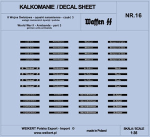 Décalcomanies Weikert DEC216 - Épaulettes - Rubans de divisions et régiments allemands ver.1 - vol.16 1/35