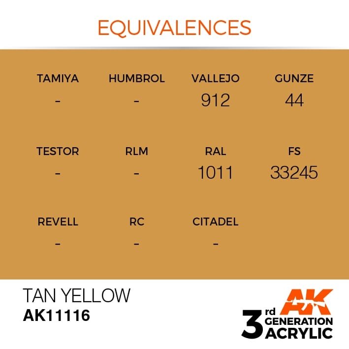 AK Interactive AK11116 TAN YELLOW – STANDARD 17ml – immagine 3