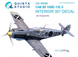 Quinta Studio QD48086 Bf 109E-1/E-3 3D-Printed &amp;amp; colored Interior on decal paper (for Eduard kit) 1/48