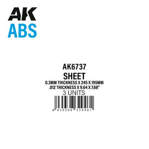 AK Interactive AK6737 0.3MM THICKNESS X 245 X 195MM – ABS SHEET – 3 UNITS PER BAG – immagine 2