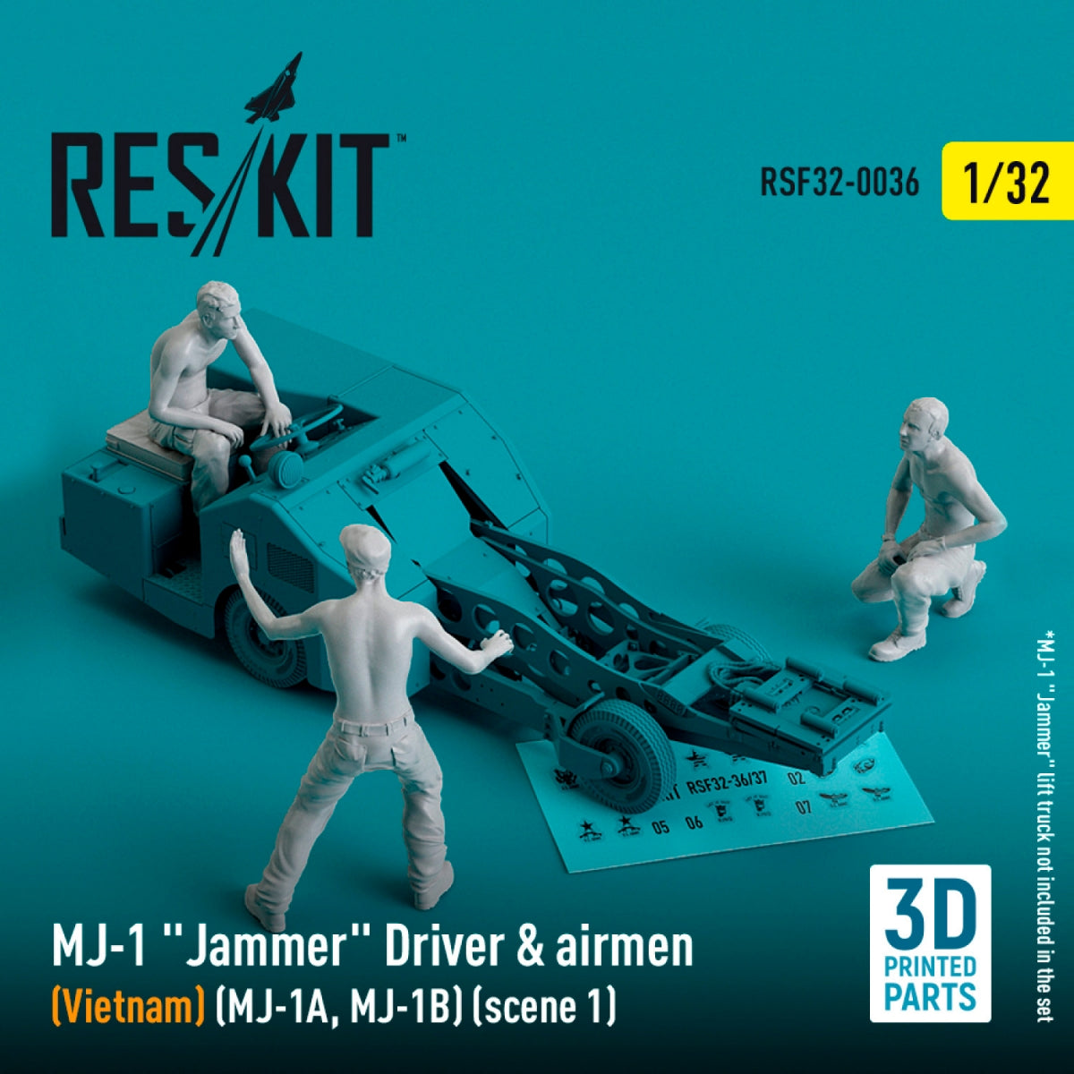 RESKIT RSF32-0036 MJ-1 Jammer Driver airmens (Vietnam) (MJ-1A,MJ-1B) (scene 1) (3 pcs) (3D Printed) 1/32 – immagine 2