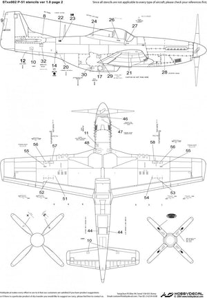 HobbyDecal ST48002V1 P-51 Stencils ver 1 1/48 – immagine 3
