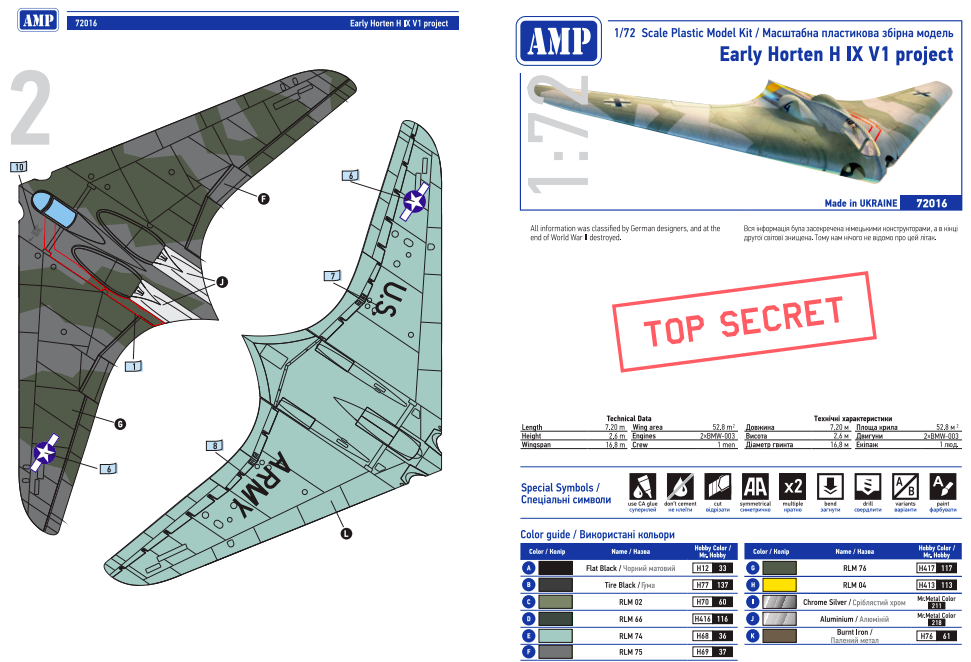 AMP 72017 Early Horten H IX V1 project w/BMW 003j 1/72 – Bild 4