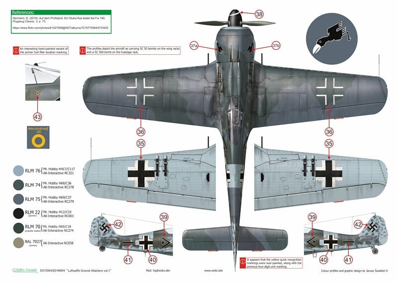 Décalcomanies Exito ED48004 Luftwaffe Ground Attackers vol.1 - Ju 87 D-3, Hs 129, Fw 190F-8 1/48 – image 8
