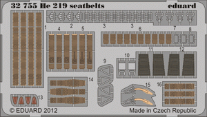 Ceintures de sécurité Eduard 32755 He 219 1/32 Revell