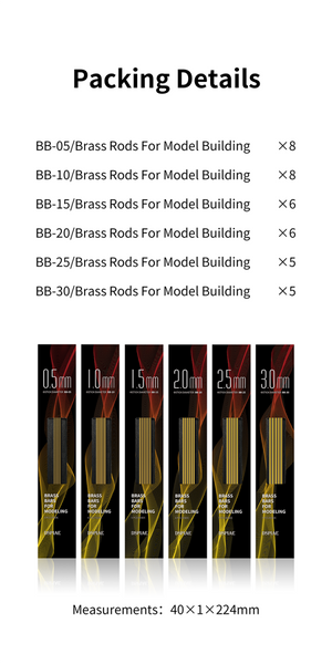 DSPIAE BB-1.5 Brass Rods For Model Building 1.5mm (8 PCS) / pręty miedziane – Bild 6