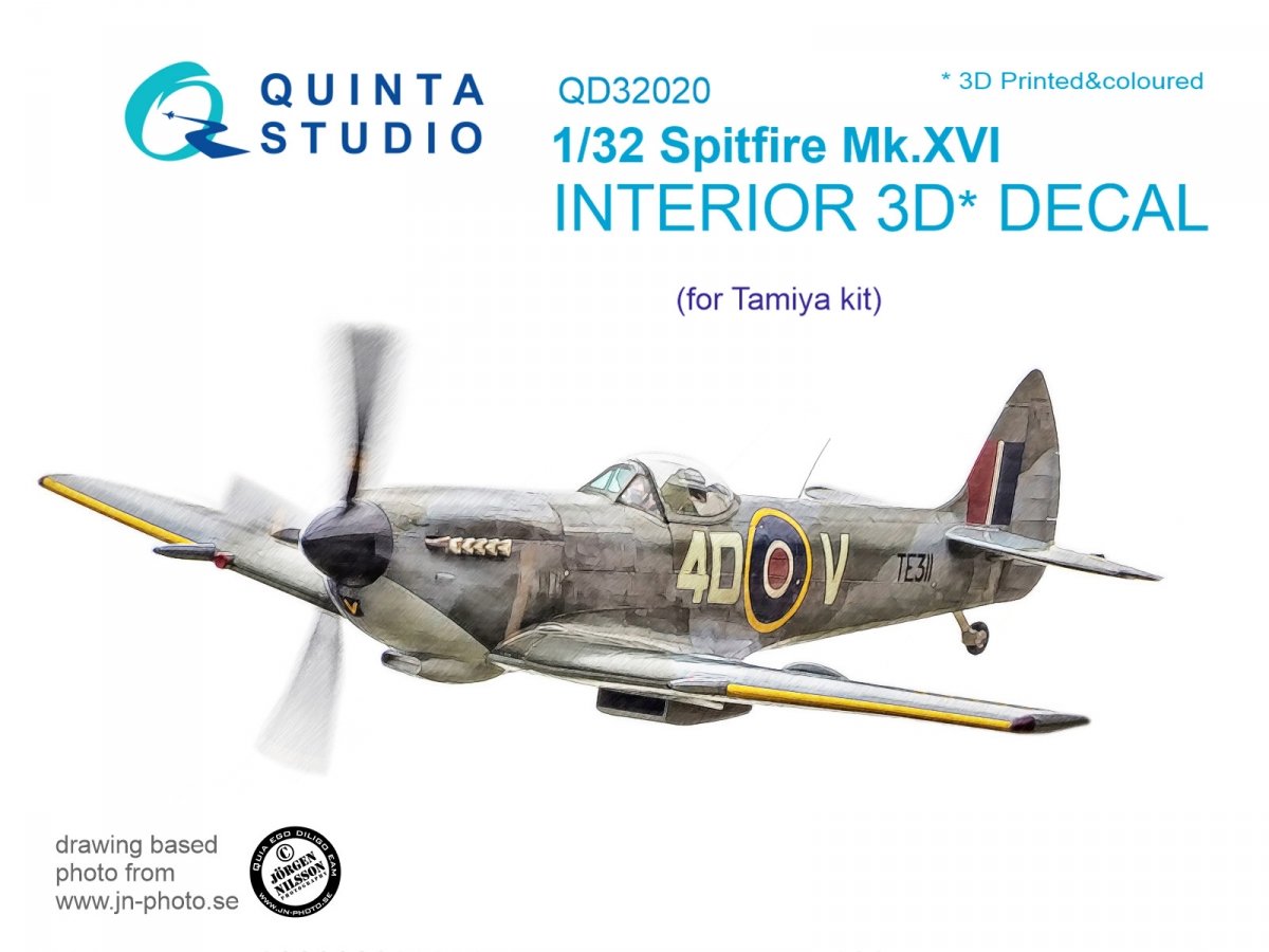 Quinta Studio QD32020 Spitfire Mk.XVI 3D-Printed &amp;amp; coloured Interior on decal paper (for Tamiya kit) 1/32